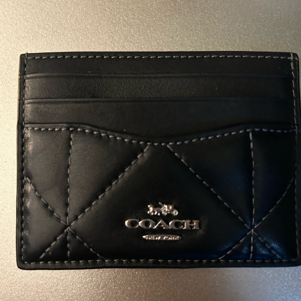 Coach Quilted Black Leather Card Holder